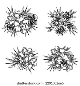 Blumengarnitur. Sammlung von Blumenelementen