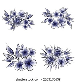 Blumengarnitur. Sammlung von Blumenelementen