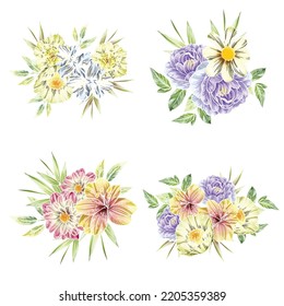 Flores puestas. Colección de elementos florales