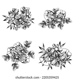 Blumengarnitur. Sammlung von Blumenelementen