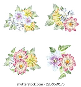 Flores puestas. Colección de elementos florales