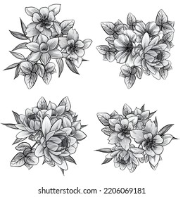 Flowers set. Collection of floral elements