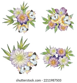 Flowers set. Collection of floral elements