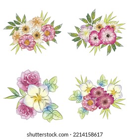 Flowers set. Collection of floral elements
