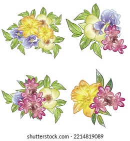 Blumengarnitur. Sammlung von Blumenelementen