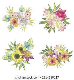 Flowers set. Collection of floral elements