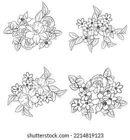 Flores puestas. Colección de elementos florales