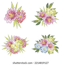 Blumengarnitur. Sammlung von Blumenelementen