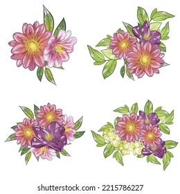 Flowers set. Collection of floral elements