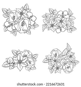 Flowers set. Collection of floral elements