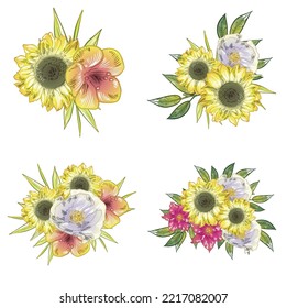 Flowers set. Collection of floral elements