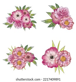 Flowers set. Collection of floral elements