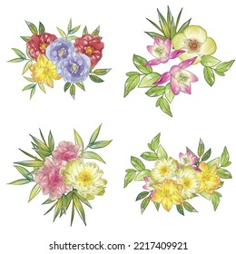 Blumengarnitur. Sammlung von Blumenelementen