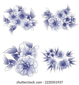Flores puestas. Colección de elementos florales