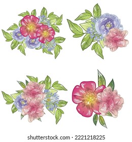 Flowers set. Collection of floral elements