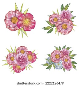 Flores puestas. Colección de elementos florales