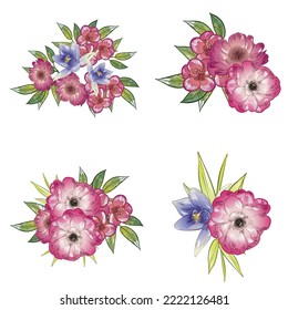 Blumengarnitur. Sammlung von Blumenelementen