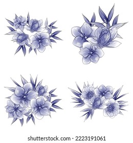 Flowers set. Collection of floral elements