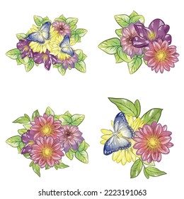 Flowers set. Collection of floral elements