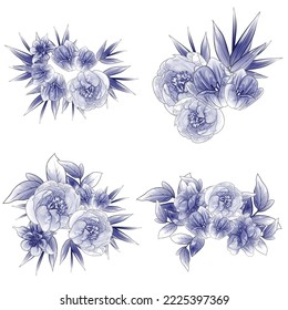 Flowers set. Collection of floral elements