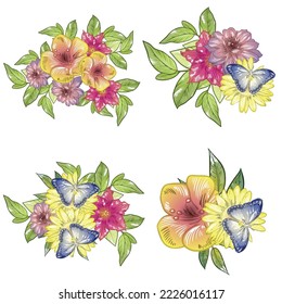 Flowers set. Collection of floral elements