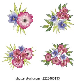 Flores puestas. Colección de elementos florales