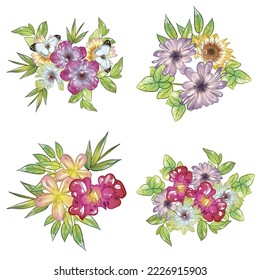 Flowers set. Collection of floral elements