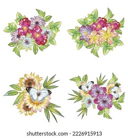 Flowers set. Collection of floral elements