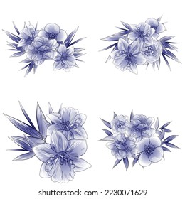 Flowers set. Collection of floral elements