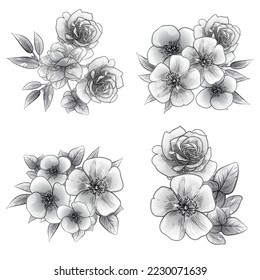 Blumengarnitur. Sammlung von Blumenelementen