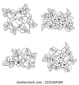 Blumengarnitur. Sammlung von Blumenelementen