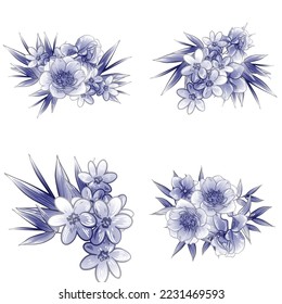 Flowers set. Collection of floral elements