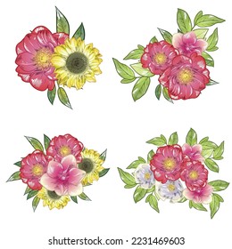 Flowers set. Collection of floral elements