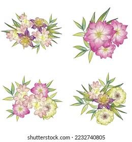 Flowers set. Collection of floral elements