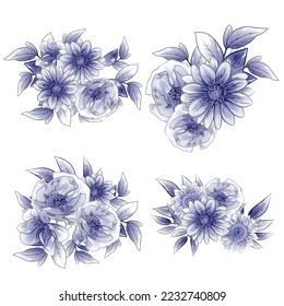 Blumengarnitur. Sammlung von Blumenelementen