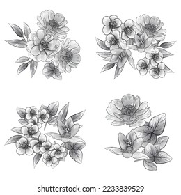 Flowers set. Collection of floral elements