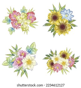 Flowers set. Collection of floral elements