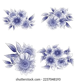 Flowers set. Collection of floral elements