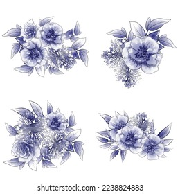 Flowers set. Collection of floral elements