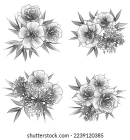 Flowers set. Collection of floral elements