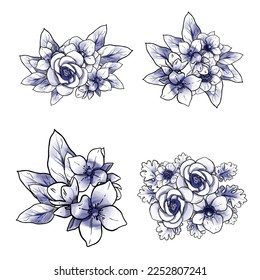 Flowers set. Collection of floral elements