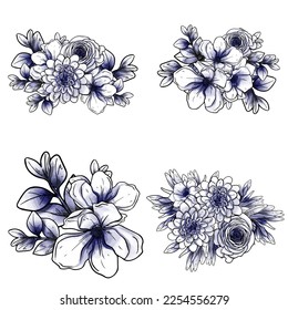 
Flores puestas. Colección de elementos florales