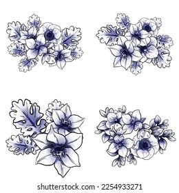 Blumengarnitur. Sammlung von Blumenelementen
