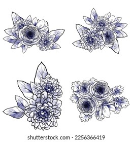 Blumengarnitur. Sammlung von Blumenelementen