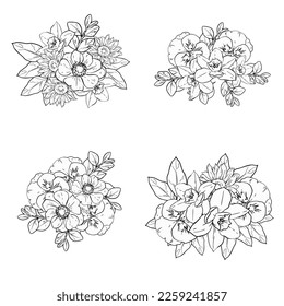 Flores puestas. Colección de elementos florales