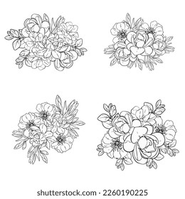 Blumengarnitur. Sammlung von Blumenelementen
