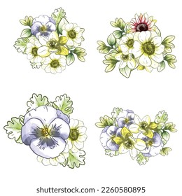 Flowers set. Collection of floral elements