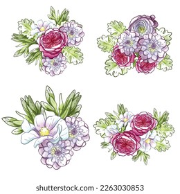 Flowers set. Collection of floral elements