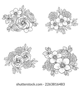 Flowers set. Collection of floral elements