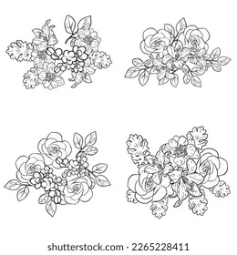 Blumengarnitur. Sammlung von Blumenelementen